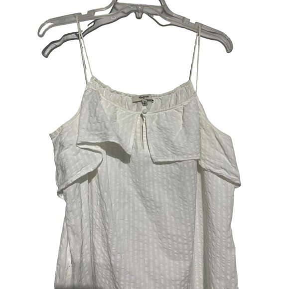 White Off-Shoulder Ruffle Top With Adjustable Spaghetti Straps - Picture 2 of 5